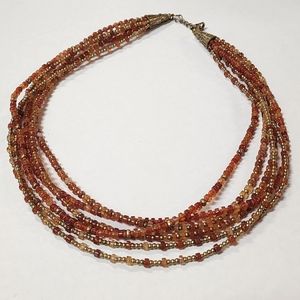 Coldwater Creek Multi-Strand Amber Hued Beaded Necklace